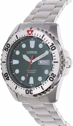 Reloj automático Lorus para hombre en acero plata y verde