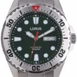 Reloj automático Lorus para hombre en acero plata y verde