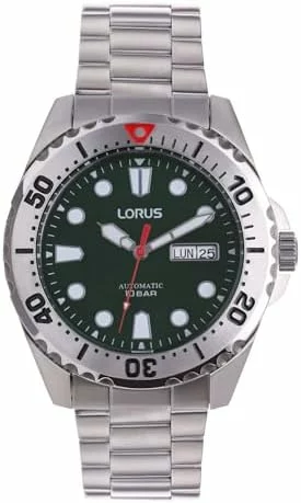 Reloj automático Lorus para hombre en acero plata y verde