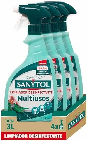Sanytol limpiador desinfectante multiusos eucalipto pack 4 x 750 ml por 8,42 euros