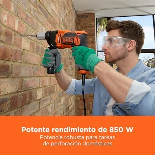 Taladro percutor BLACK+DECKER 850W con 6 brocas y caja