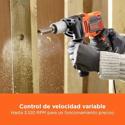 Taladro percutor BLACK+DECKER 850W con 6 brocas y caja