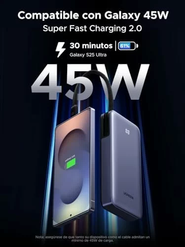 UGREEN Nexode 45W Power Bank 20000mAh Batería Externa Portátil Carga Rápida
