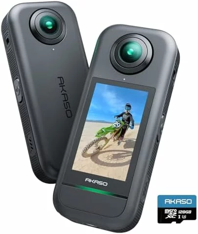 AKASO 360 Cámara de acción 360 con 128GB Tarjeta, Kit de Estándar