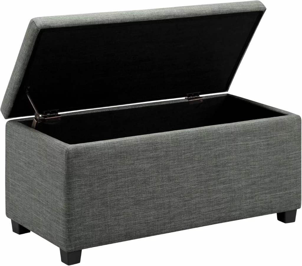 Amazon Basics banco acolchado con almacenamiento gris oscuro 42x91x43 cm