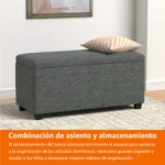 Amazon Basics banco acolchado con almacenamiento gris oscuro 42x91x43 cm