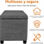 Amazon Basics banco acolchado con almacenamiento gris oscuro 42x91x43 cm