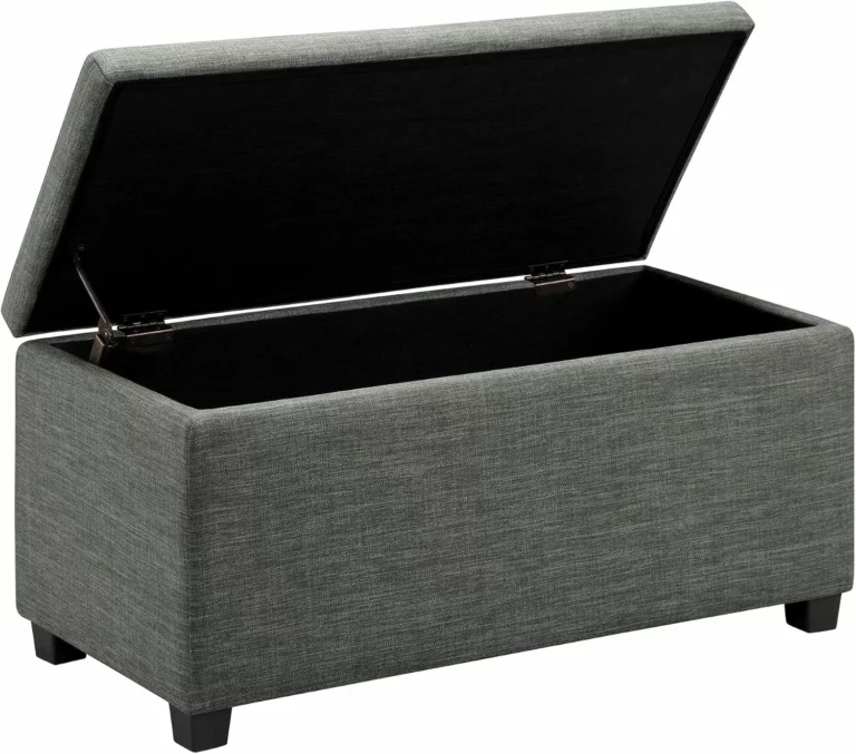 Amazon Basics banco acolchado con almacenamiento gris oscuro 42x91x43 cm