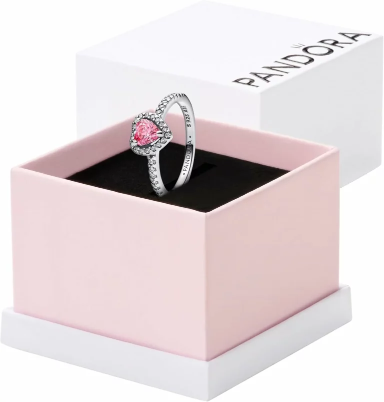 Anillo PANDORA con corazón exaltado rosa