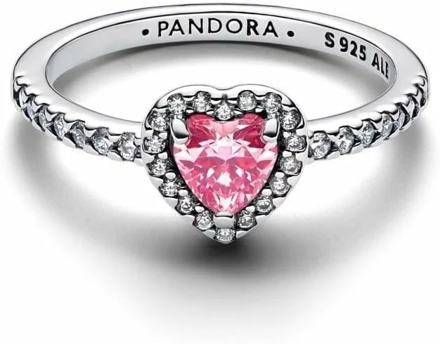 Anillo PANDORA con corazón exaltado rosa