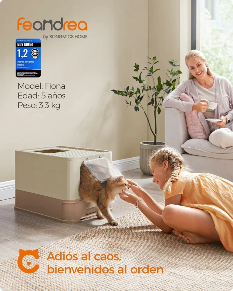 Arenero cerrado para gatos Feandrea con bandeja extraíble