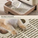 Arenero cerrado para gatos Feandrea con bandeja extraíble