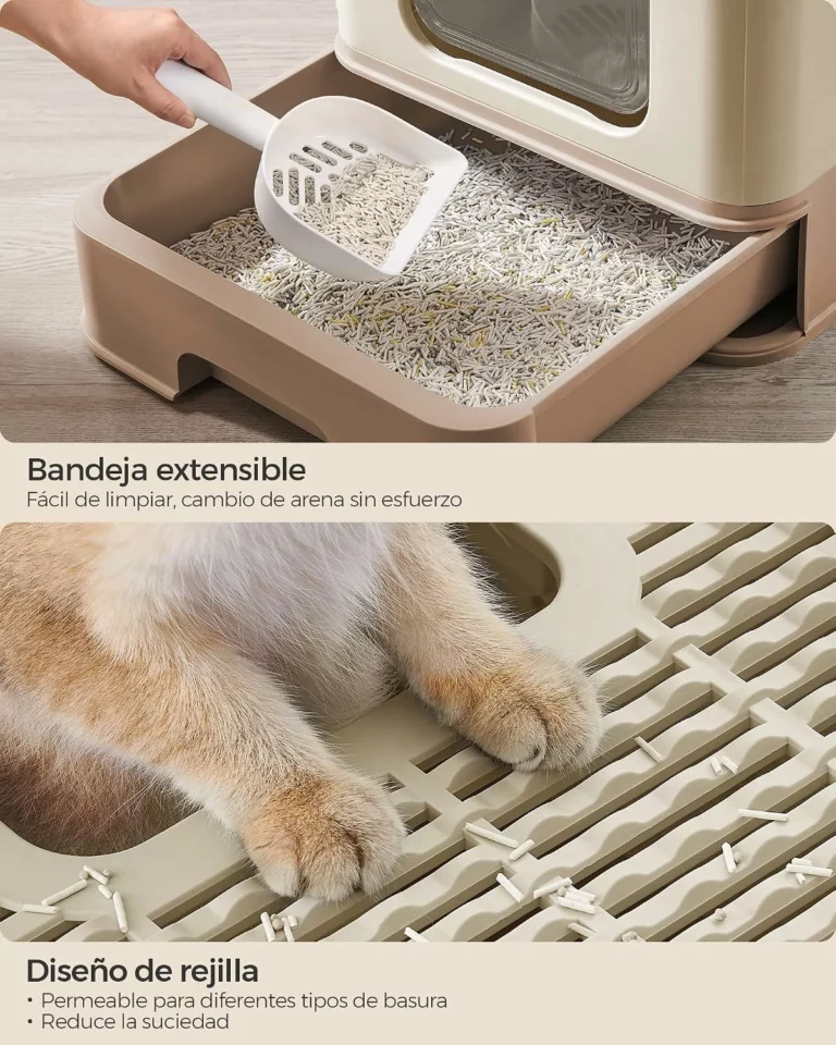 Arenero cerrado para gatos Feandrea con bandeja extraíble