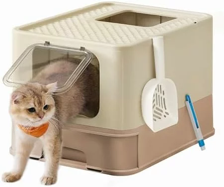 Arenero cerrado para gatos Feandrea con bandeja extraíble