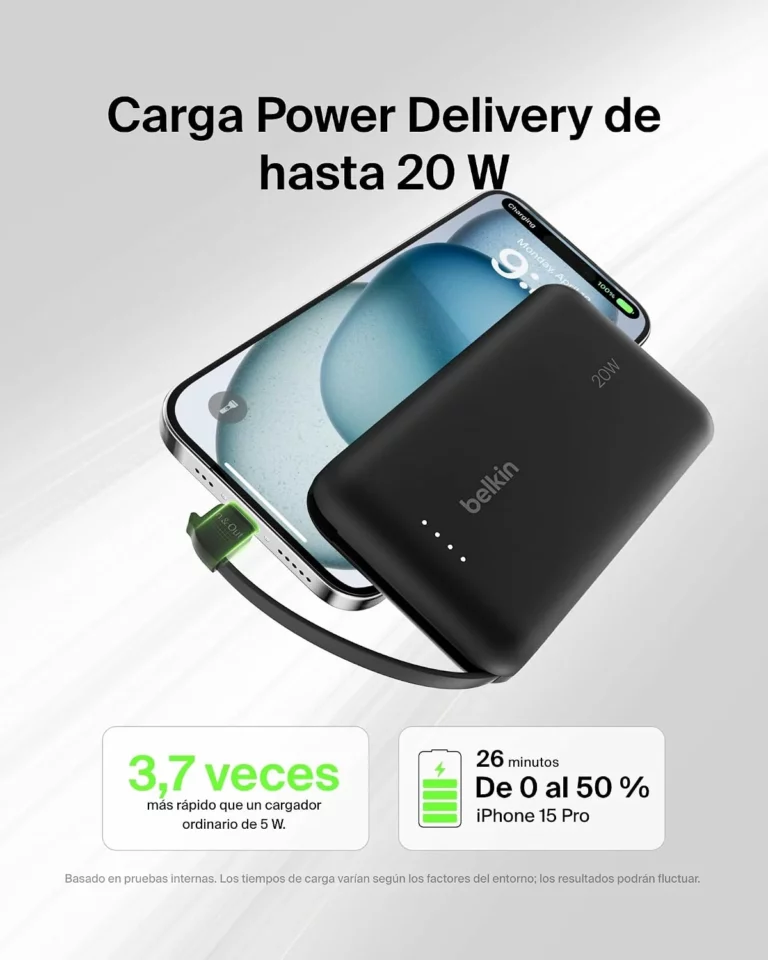 Batería externa Belkin BoostCharge 10000 mAh con cable USB-C