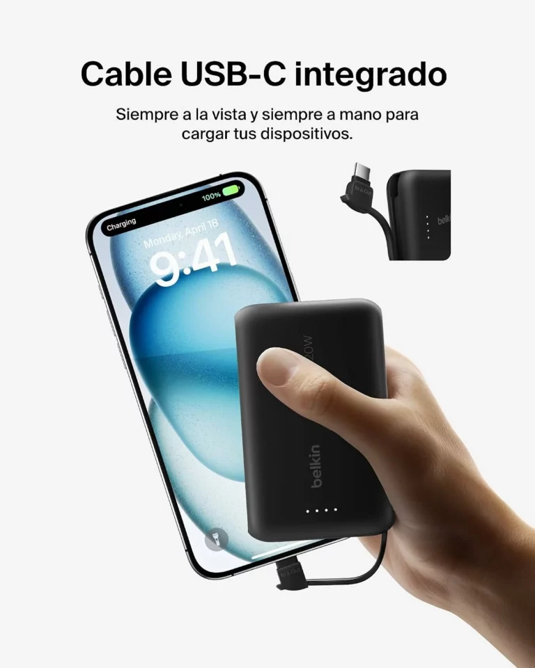 Batería externa Belkin BoostCharge 10000 mAh con cable USB-C