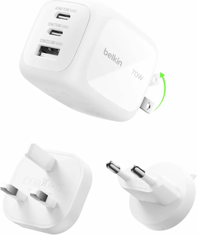 Belkin BoostCharge Pro cargador USB-C GaN 70 W de 3 puertos
