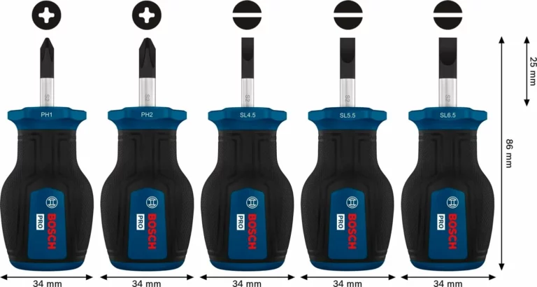 Bosch Set de destornilladores cortos PRO PH/SL, 5 unidades