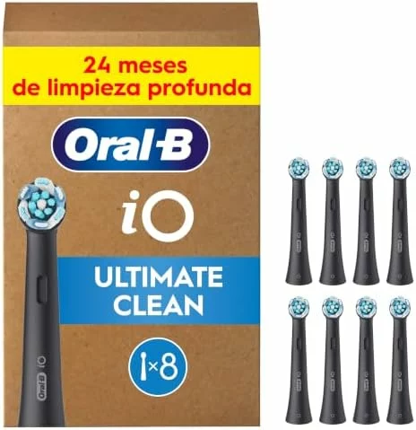 Cabezales de recambio Oral-B iO Ultimate Clean negros, pack de 8