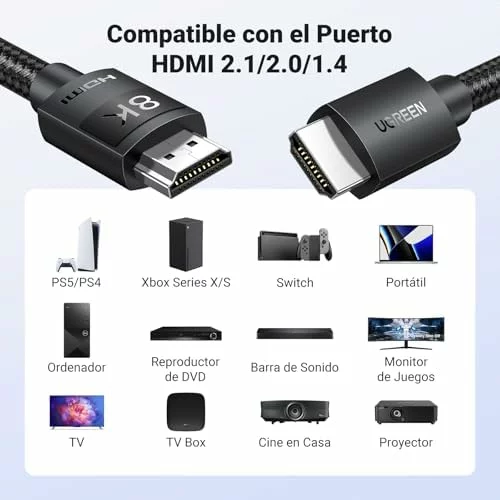 Cable HDMI 2.1 UGREEN 8K 48Gbps de 2 metros