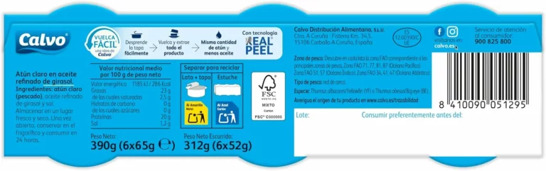 Calvo Atún Claro en Aceite de Girasol Pack 6 x 65 g