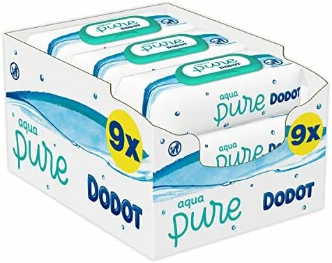 Dodot Aqua Pure toallitas bebé 9 paquetes, 432 unidades