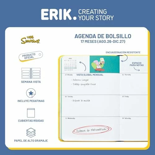 Grupo Erik Agenda escolar pequeña Simpson 2026-2027
