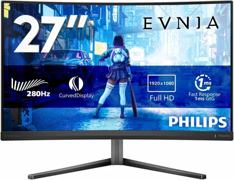Monitor gaming Philips Evnia 27M2C5200W curvo de 27 pulgadas y 280 Hz