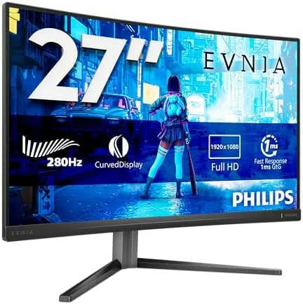 Monitor gaming Philips Evnia 27M2C5200W curvo de 27 pulgadas y 280 Hz