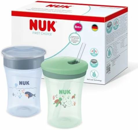 NUK First Choice set para aprender a beber, vaso mágico y vaso con pajita 230 ml