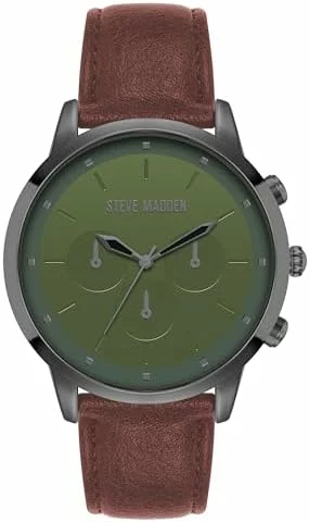 Reloj Steve Madden para hombre gris oscuro y verde