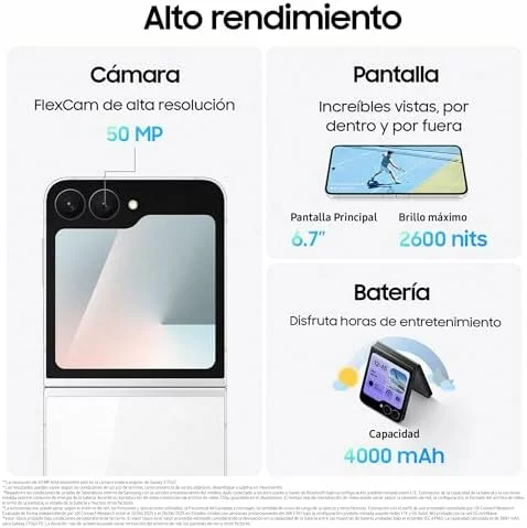 Smartphone Samsung Galaxy Z Flip7 FE 128 GB plegable negro 128GB 50MP