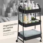 SONGMICS carrito auxiliar de 3 niveles de acero con ruedas