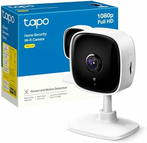 Tapo C100-Cámara vigilancia WiFi Interior/Exterior, 1080p 2MP, Alexa&Google